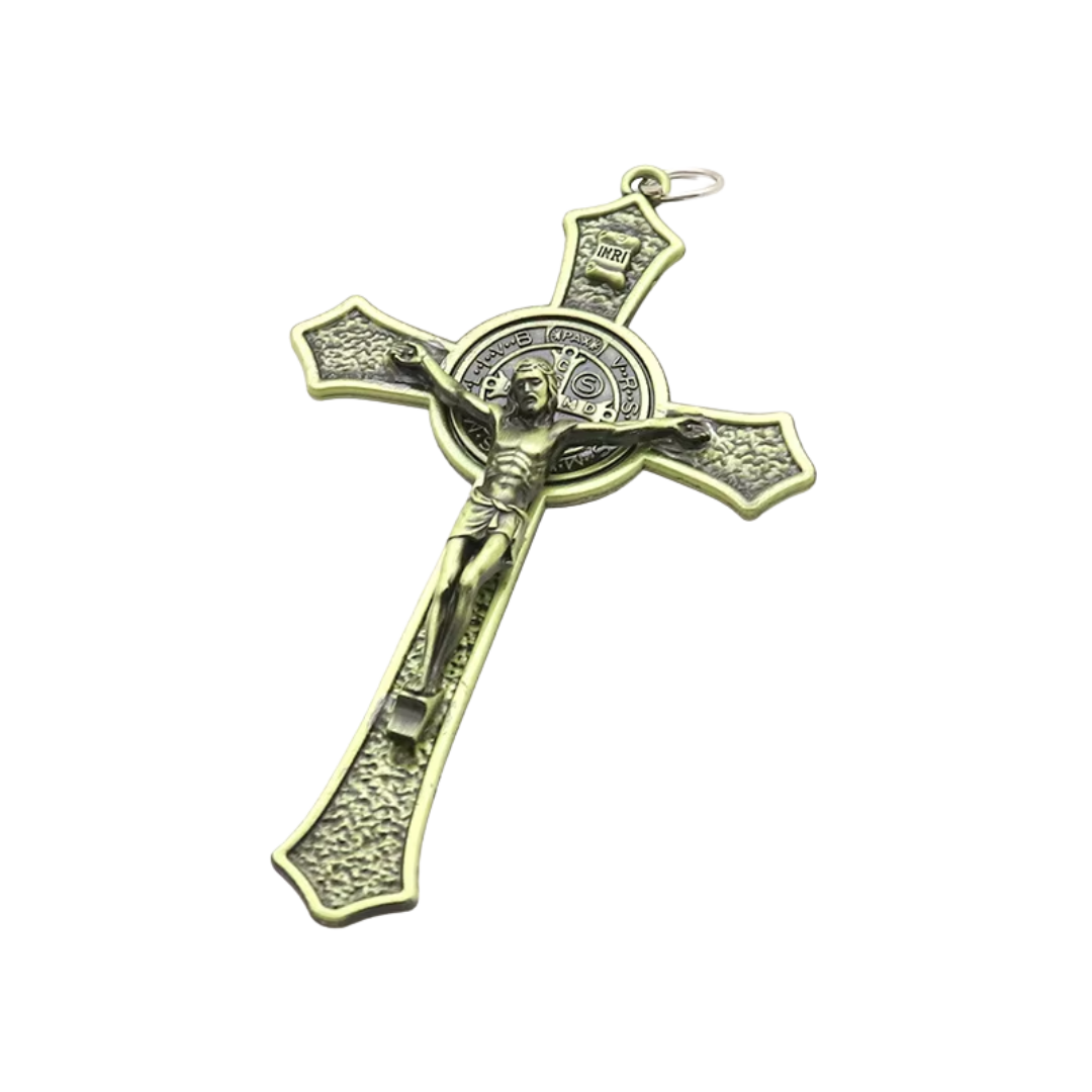 Metal Crucifix Pendant with St. Benedict Medal