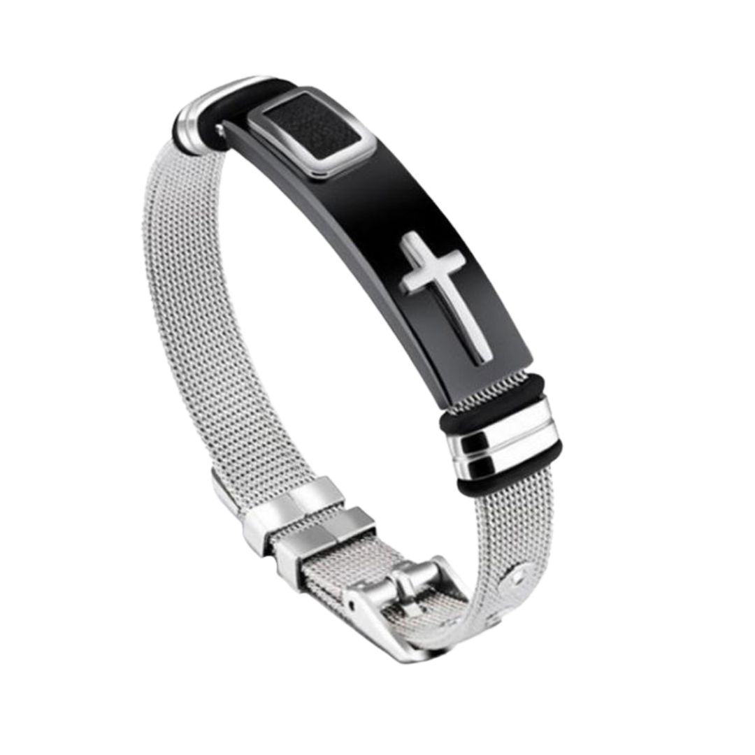 Modern Faith Stainless Steel Crucifix Bracelet – Adjustable, Unisex Design