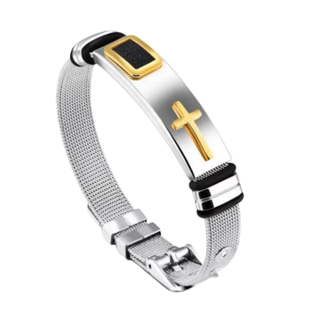 Modern Faith Stainless Steel Crucifix Bracelet – Adjustable, Unisex Design