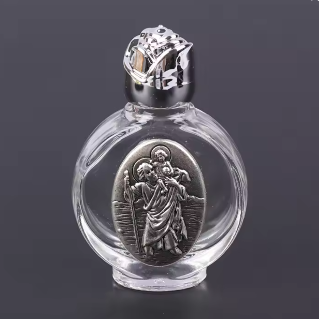 Glass Holy Water Bottle – Silver (3 Styles)