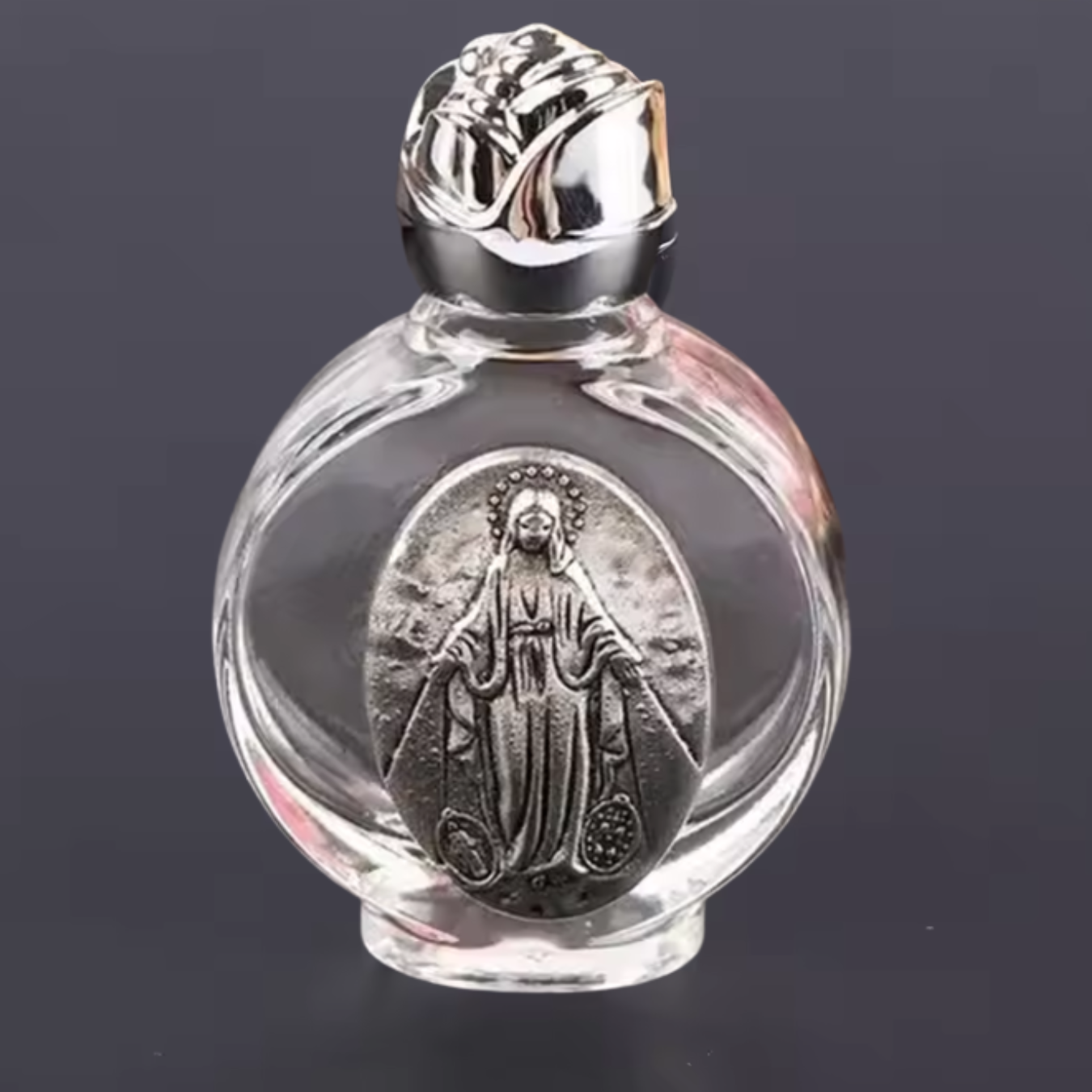 Glass Holy Water Bottle – Silver (3 Styles)