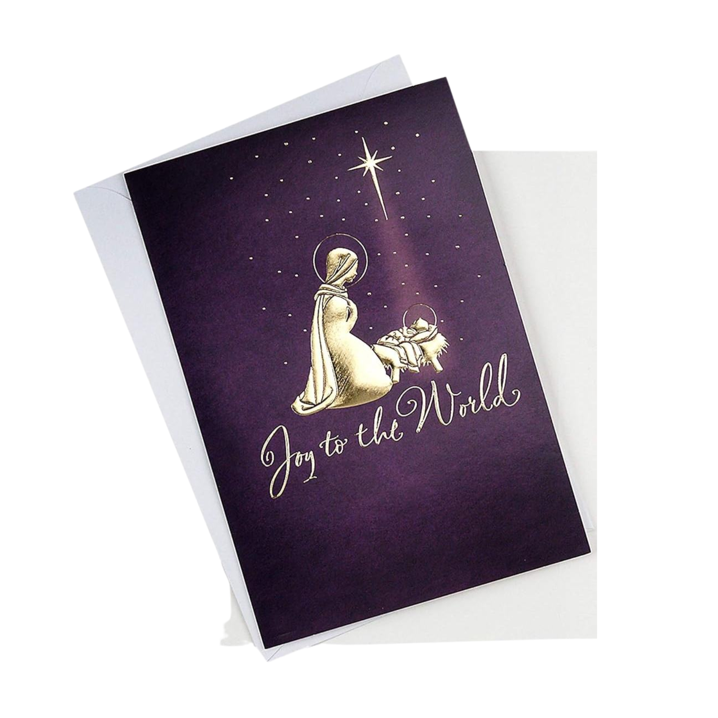 Christian Deluxe Christmas Cards Set – 4 Pack, Gold Foil-Embossed