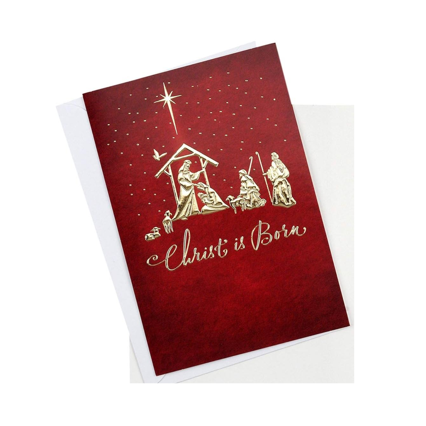 Christian Deluxe Christmas Cards Set – 4 Pack, Gold Foil-Embossed