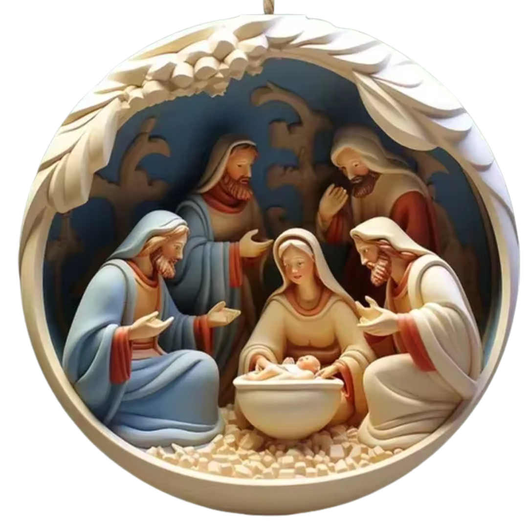 3D Nativity Scene Hanging Ornament - 4 Styles, Premium Resin Christmas Keepsake