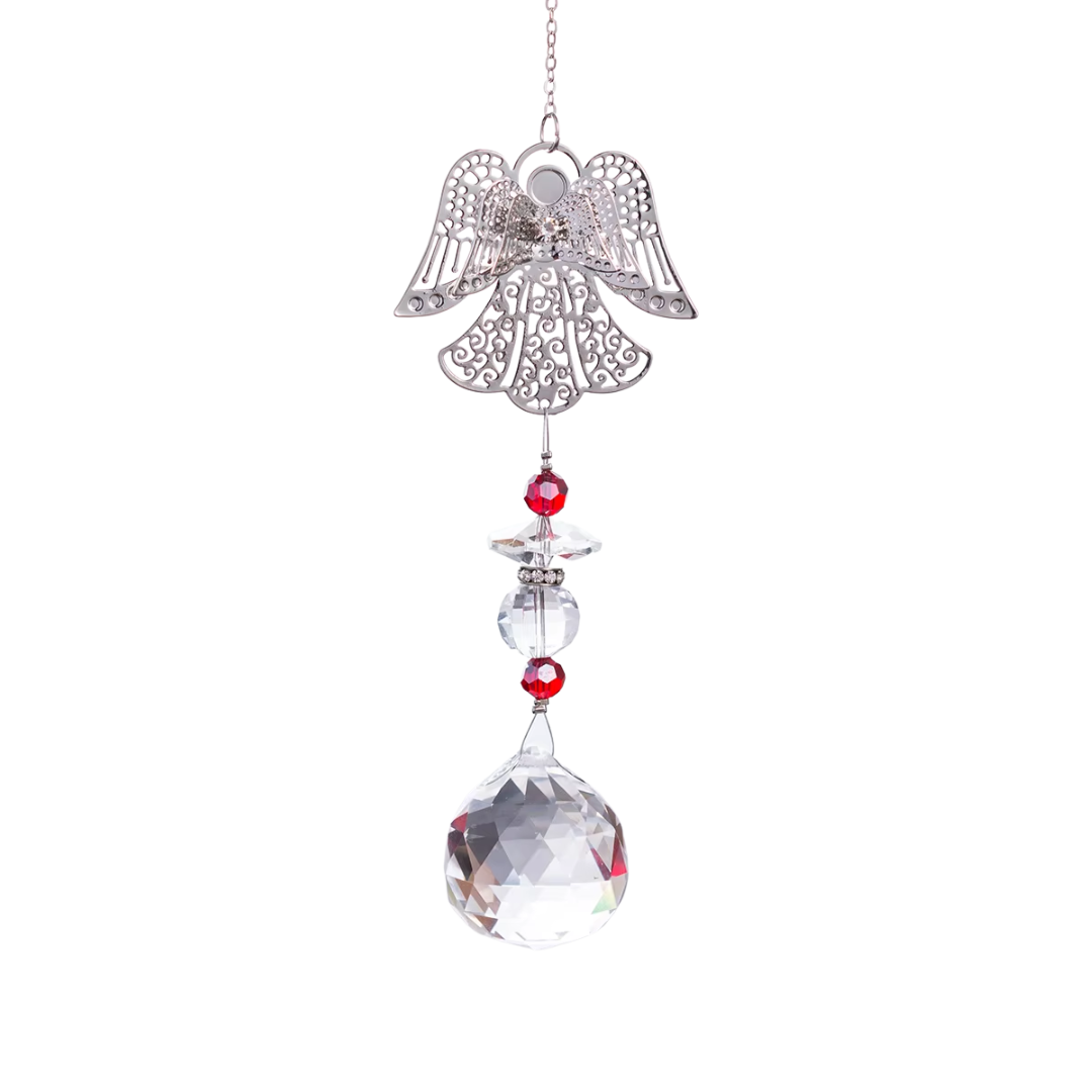 Angel Pendant Crystal Hanging Prism – Light-Reflecting Red or Green Accents