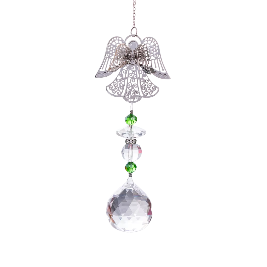 Angel Pendant Crystal Hanging Prism – Light-Reflecting Red or Green Accents