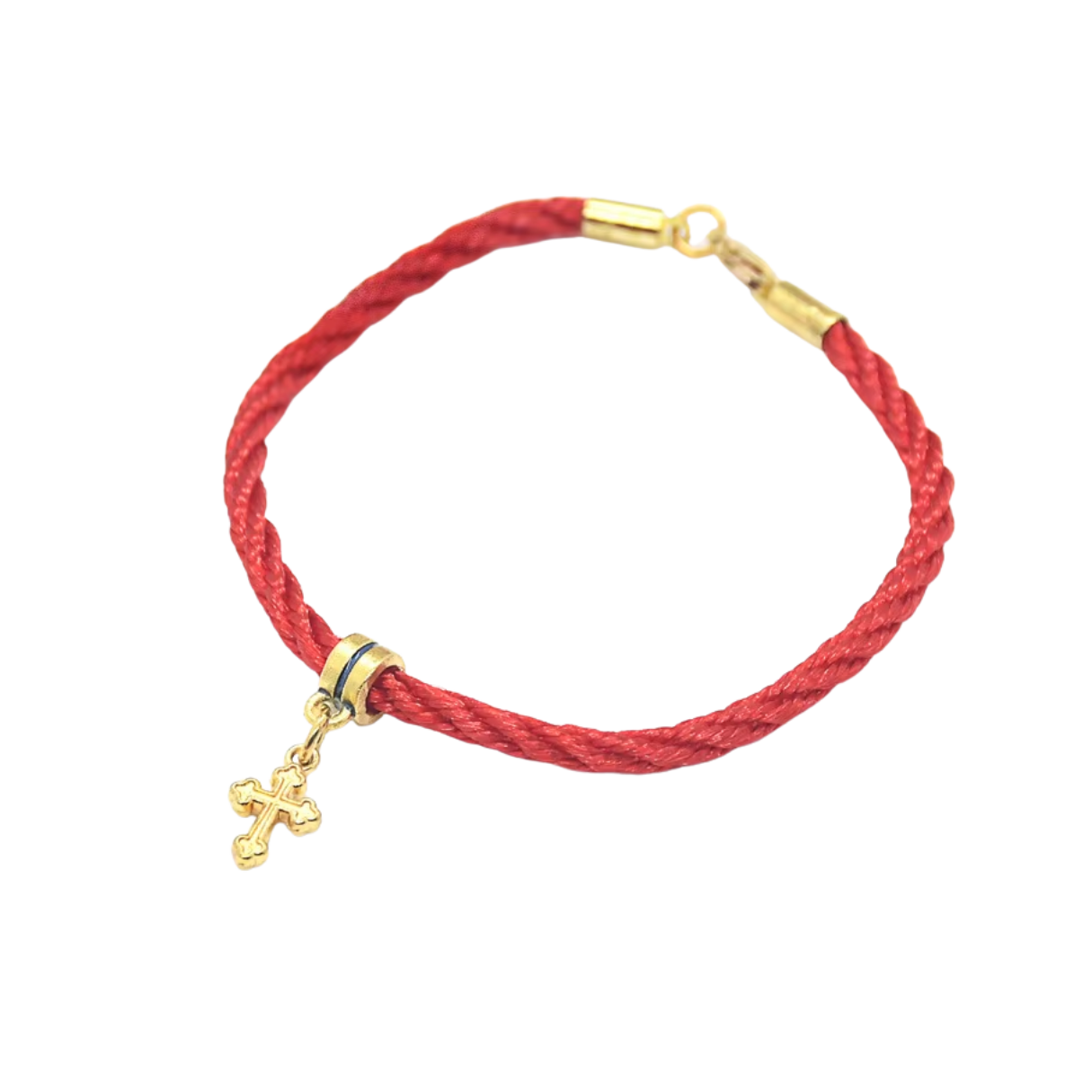 Red Rope Bracelet with Gold Plated Crucifix – 2 Designs