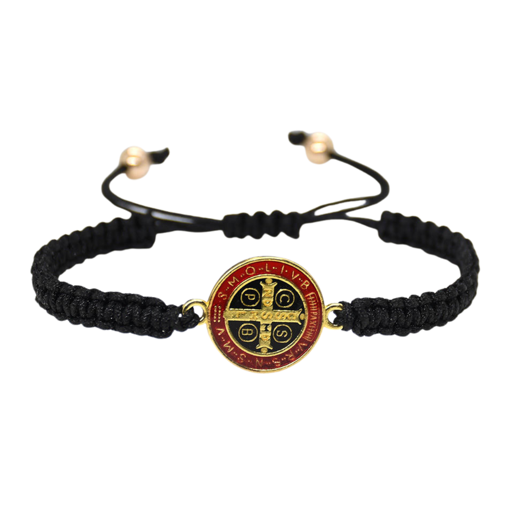 Catholic Religious St. Benedict Bracelet (Red & Black)