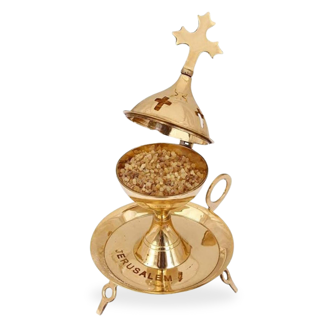 Polished Brass Hand-Crafted Incense Burner – Jerusalem