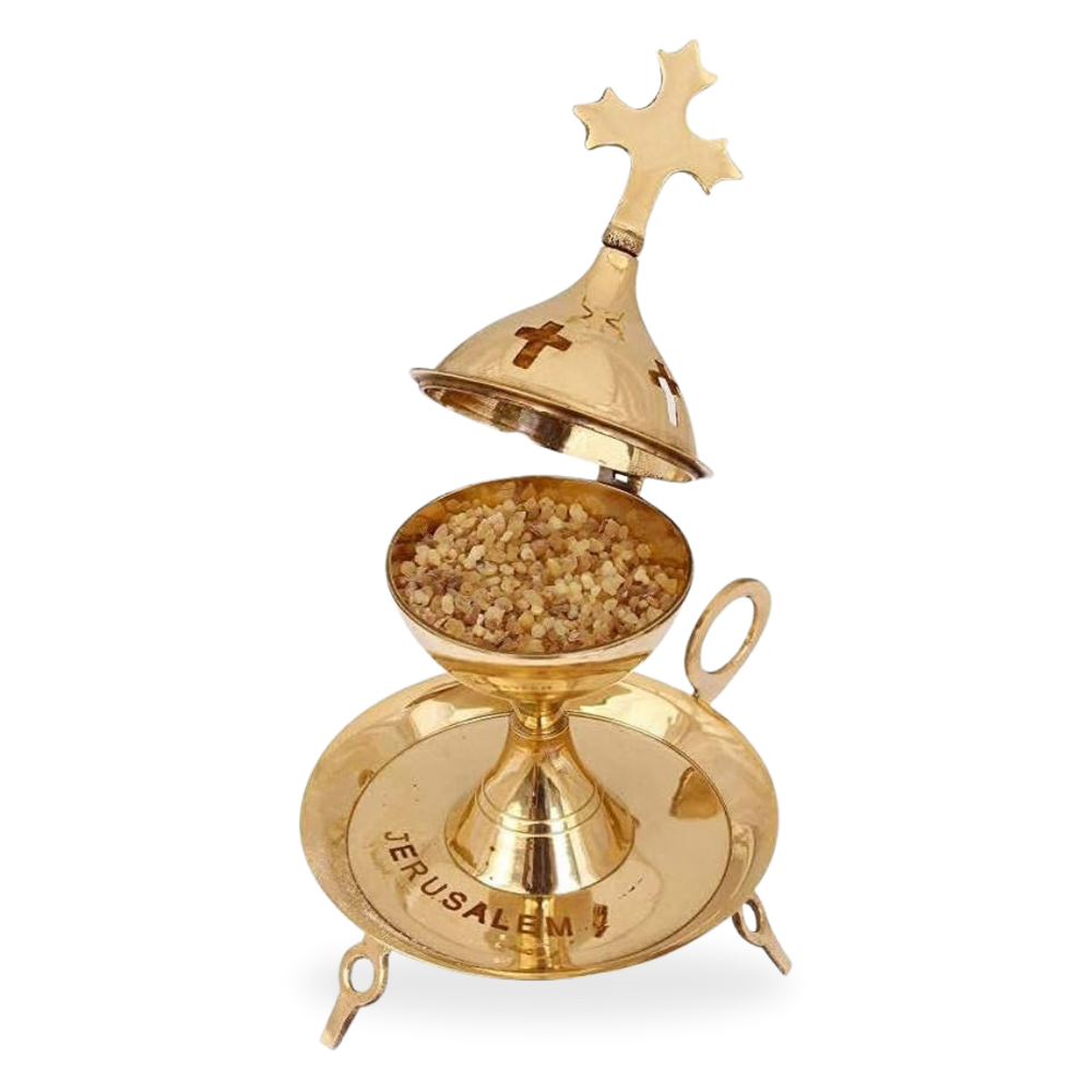 Polished Brass Hand-Crafted Incense Burner – Jerusalem