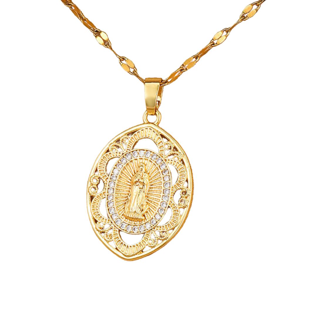Our Lady of Guadalupe Pendant Necklace – Copper with 18K Gold-Plating (45cm chain)
