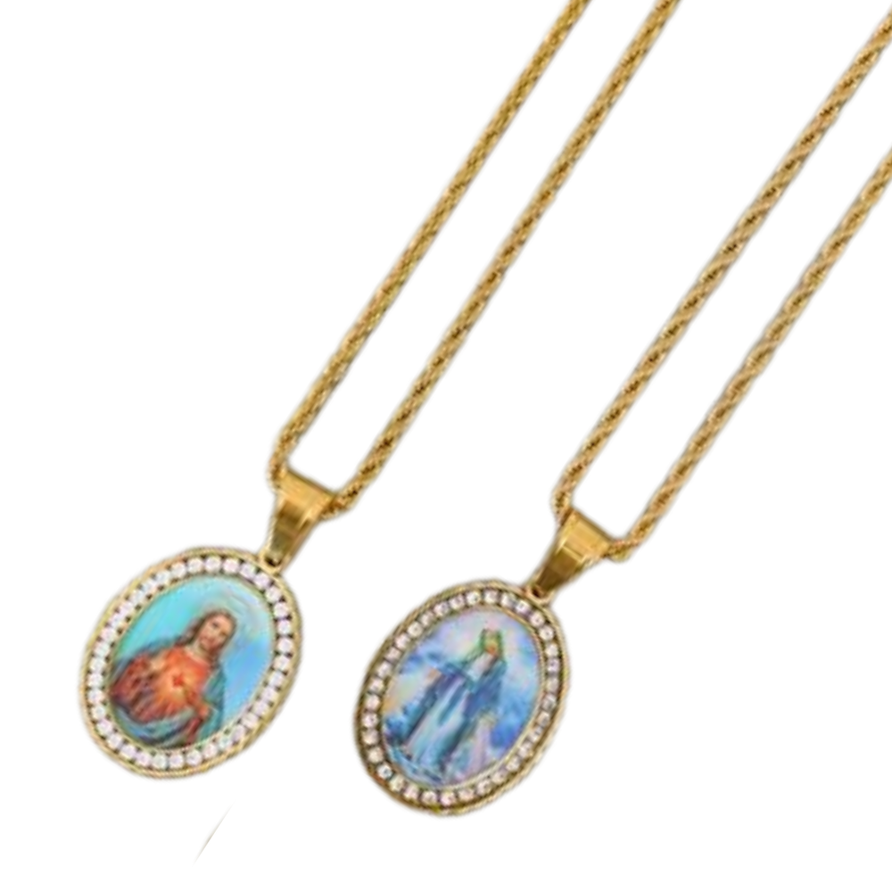 18K Gold-Plated Oval Pendant Necklace – 2 styles available (61cm chain)