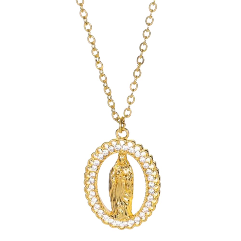 Virgin Mary Medal Necklace – Brass with 18K Gold Plating (45cm chain)