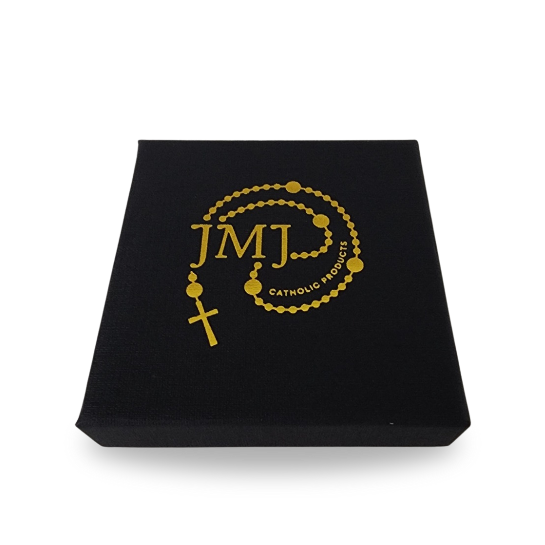 Our Lady of Grace, Mother-of-Pearl Medal Necklace – Zircon Detail & Gold Plating