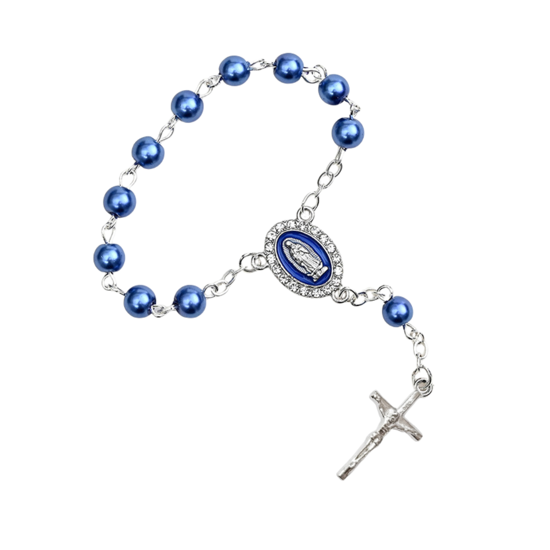 Pearl Decade Rosary Bracelet with Virgin Mary Medal
