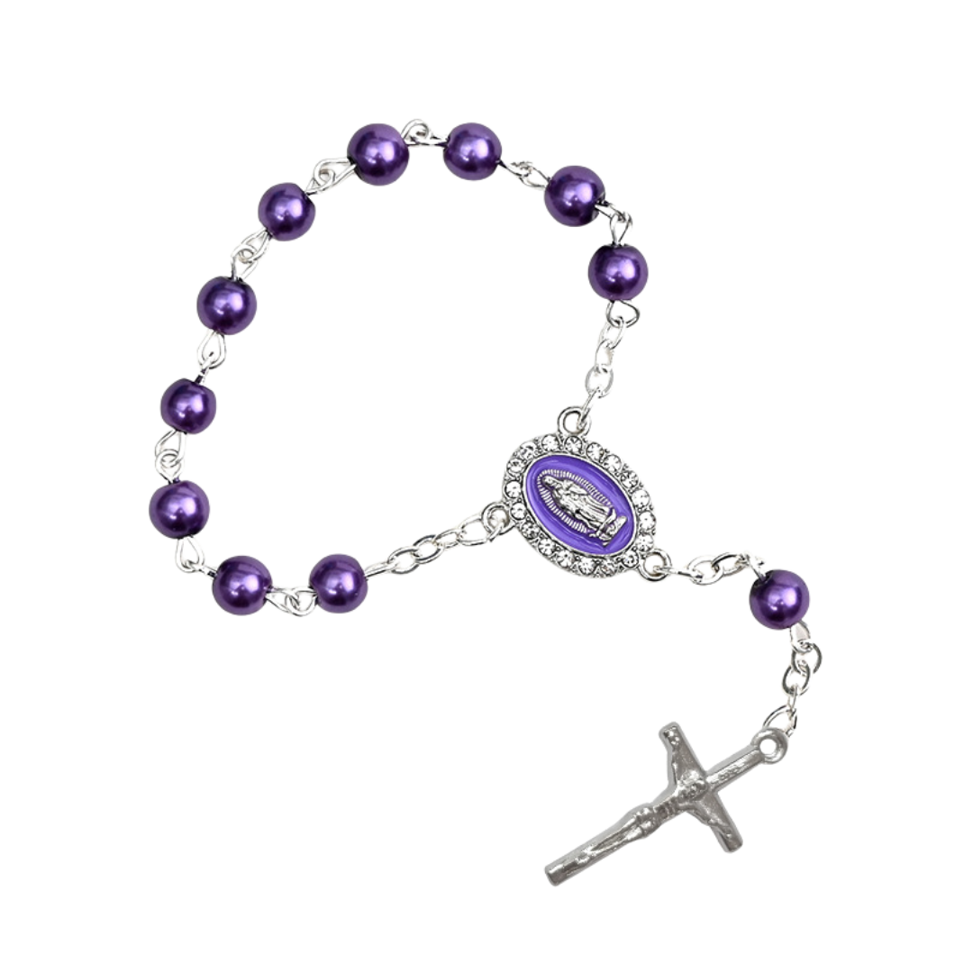 Pearl Decade Rosary Bracelet with Virgin Mary Medal
