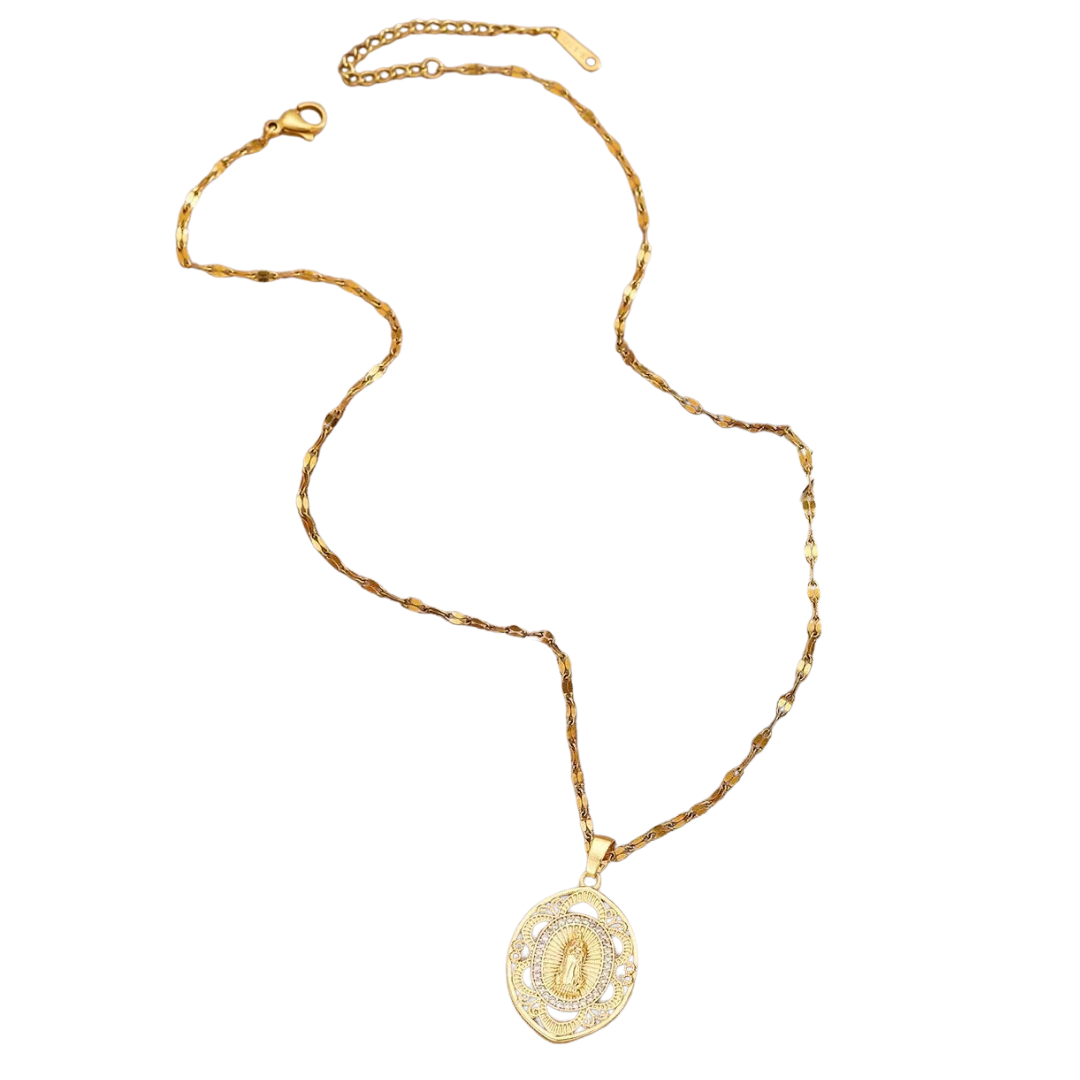 Our Lady of Guadalupe Pendant Necklace – Copper with 18K Gold-Plating (45cm chain)