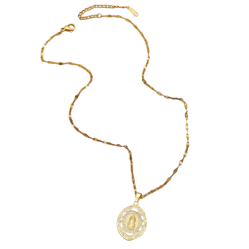 Our Lady of Guadalupe Pendant Necklace – Copper with 18K Gold-Plating (45cm chain)