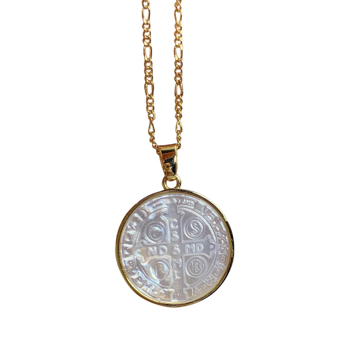 Saint Benedict Medal Necklace - Stainless steel with 18K Gold-Plated (45cm chain)