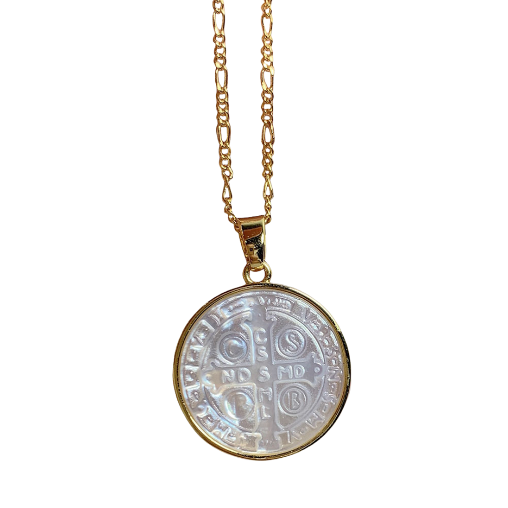 Saint Benedict Medal Necklace - Stainless steel with 18K Gold-Plated (45cm chain)