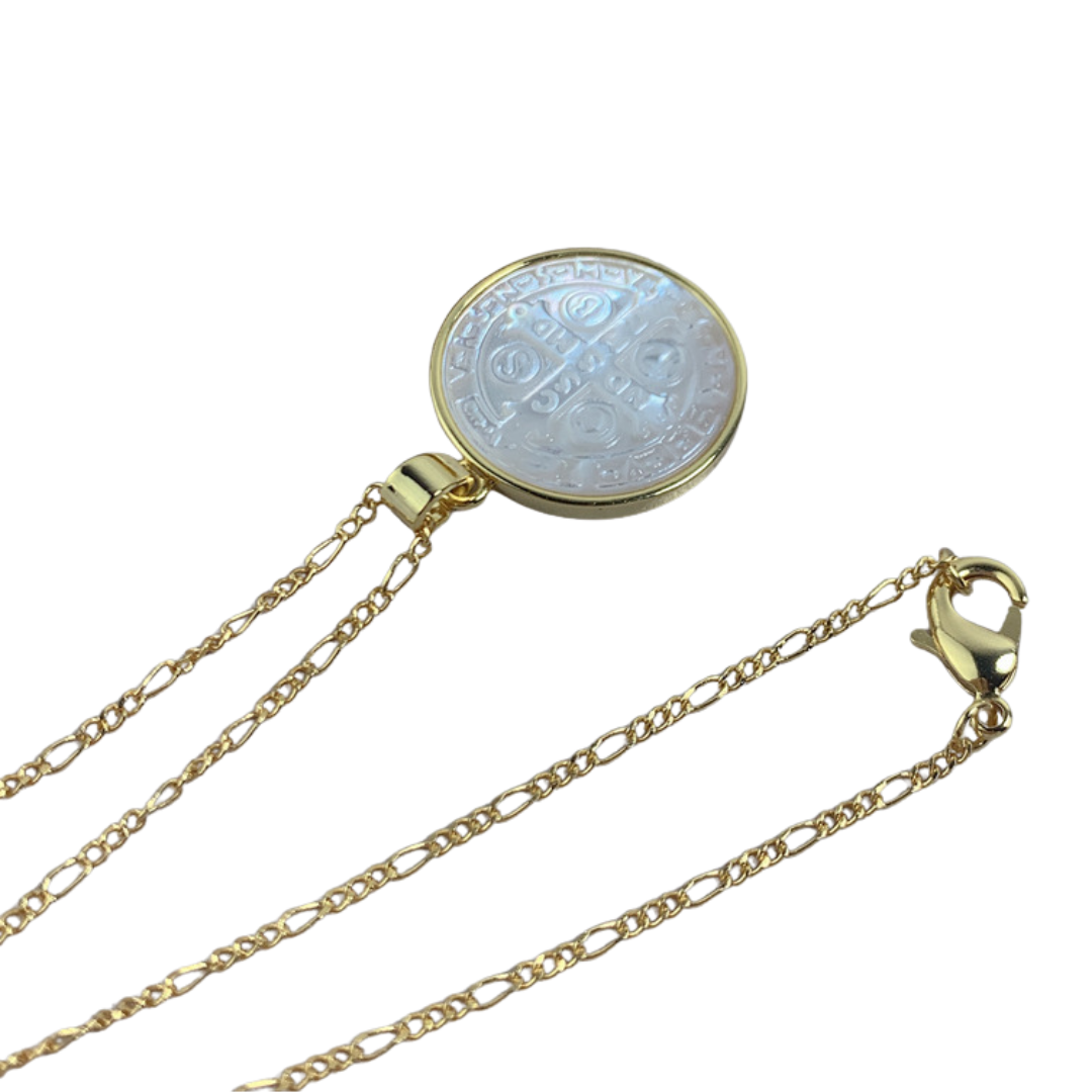 Saint Benedict Medal Necklace - Stainless steel with 18K Gold-Plated (45cm chain)
