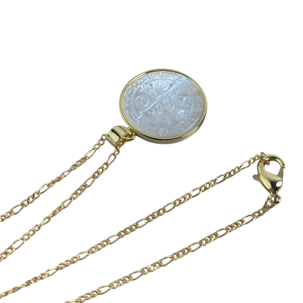 Saint Benedict Medal Necklace - Stainless steel with 18K Gold-Plated (45cm chain)