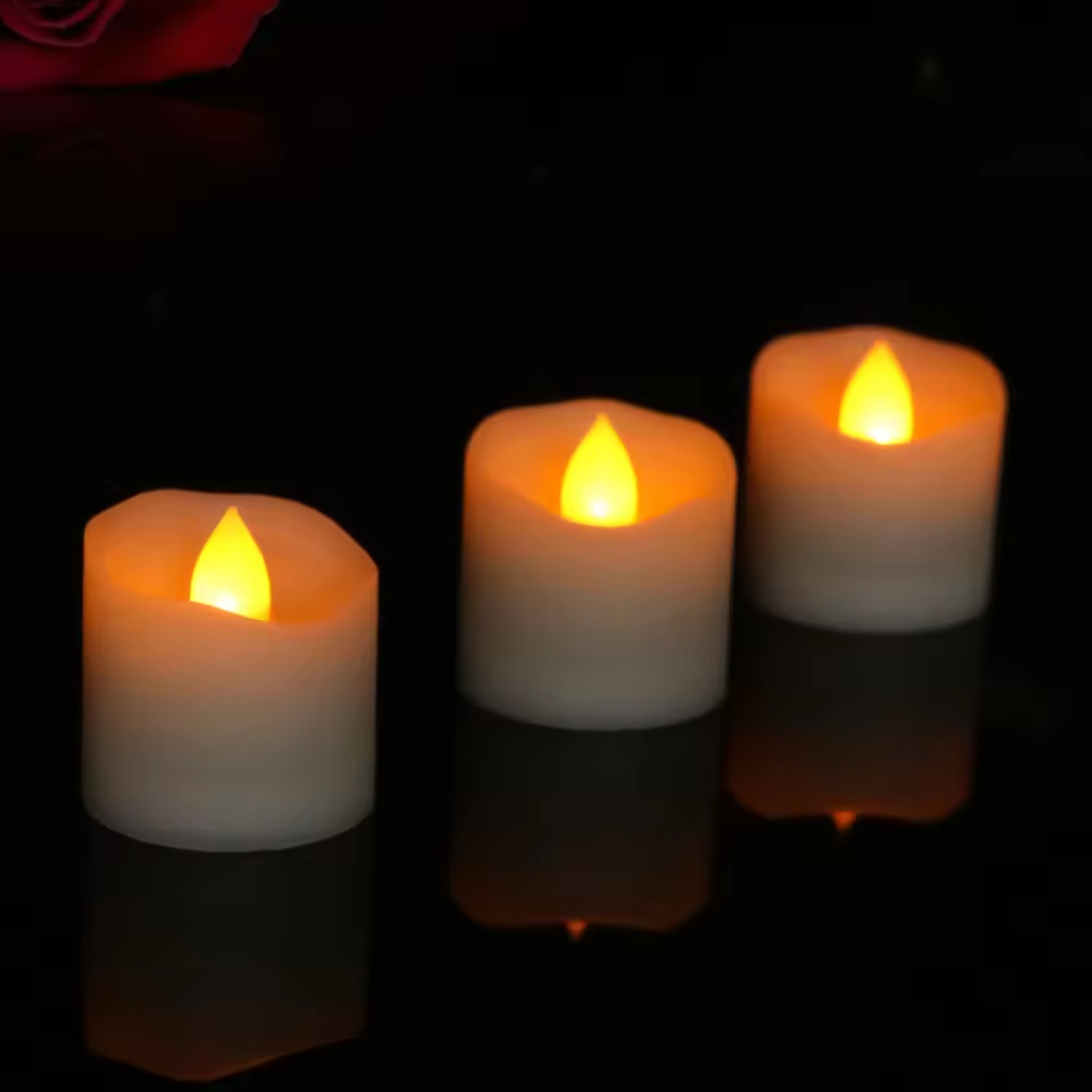 LED Tea Light Devotional Candle – Pack of 12 (Warm White and Yellow)