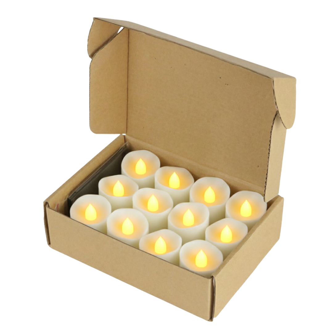 LED Tea Light Devotional Candle – Pack of 12 (Warm White and Yellow)