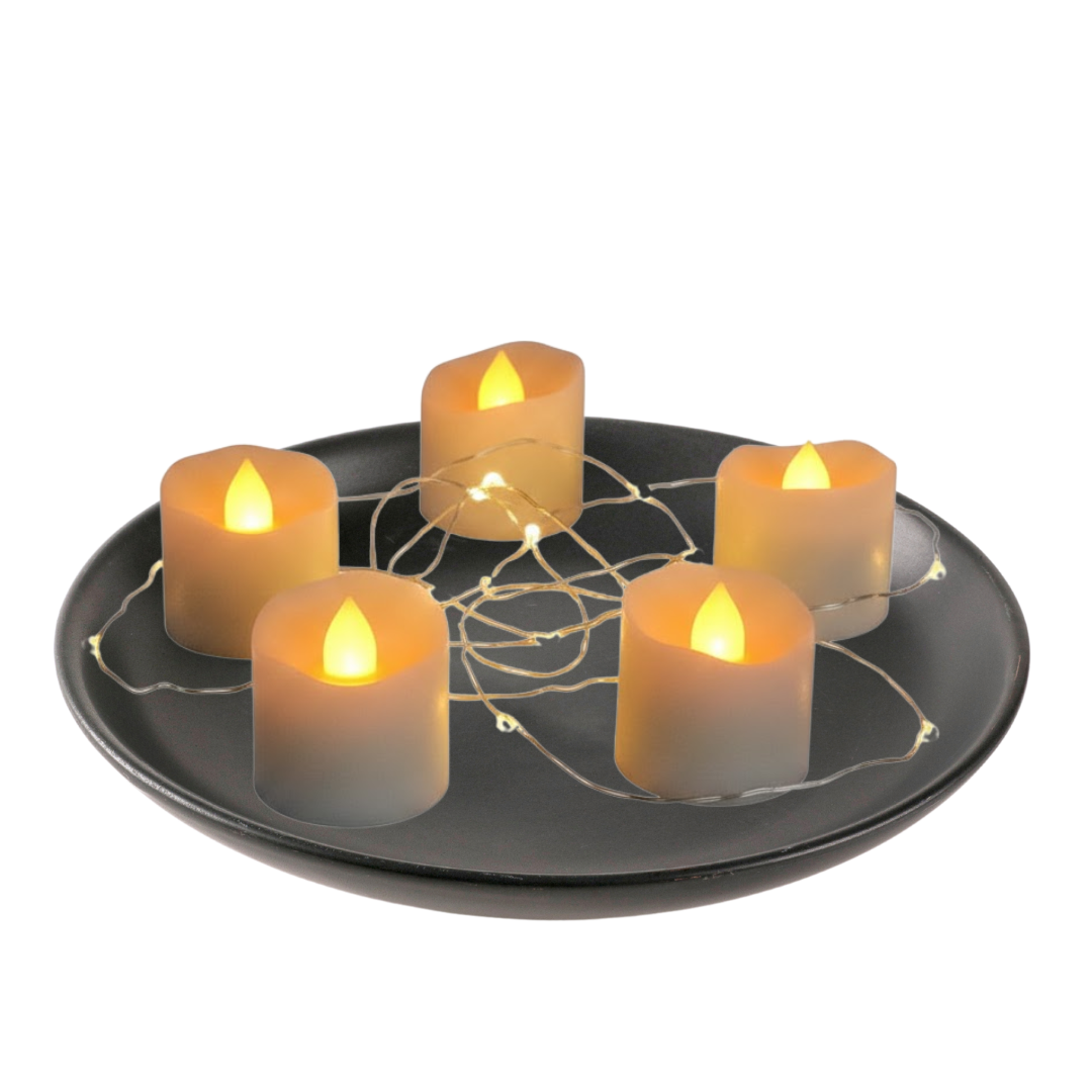 LED Tea Light Devotional Candle – Pack of 12 (Warm White and Yellow)