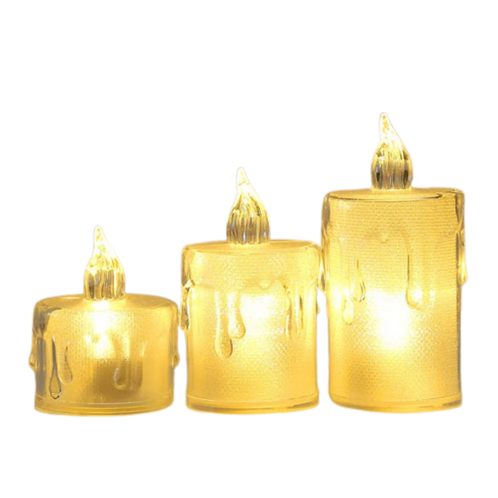 Devotional LED Flameless Candle Set – Tear-Style Drip Design (set of 3)