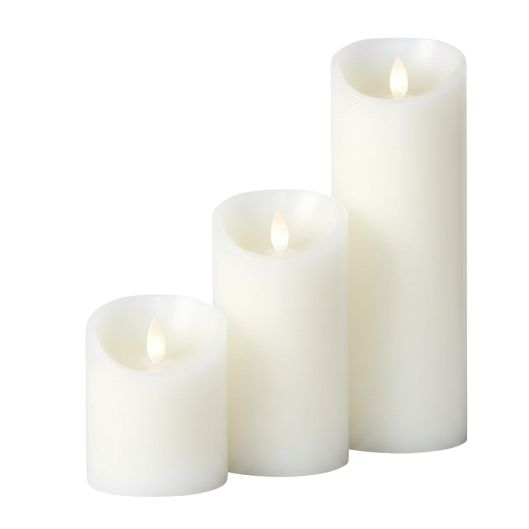 Paraffin Wax LED Devotional Pillar Candle – 3 sizes available (Warm Flickering Light)