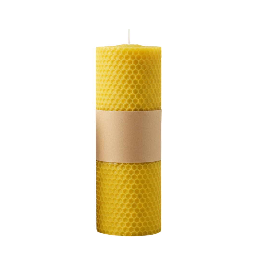 Pure Beeswax Honeycomb Devotional Pillar Candle – Hand-Rolled (3 Sizes available)