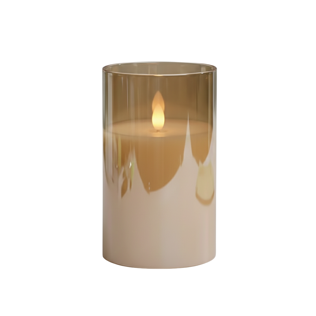 Amber Glass + Real Wax Devotional LED Pillar Candle (3 sizes available)