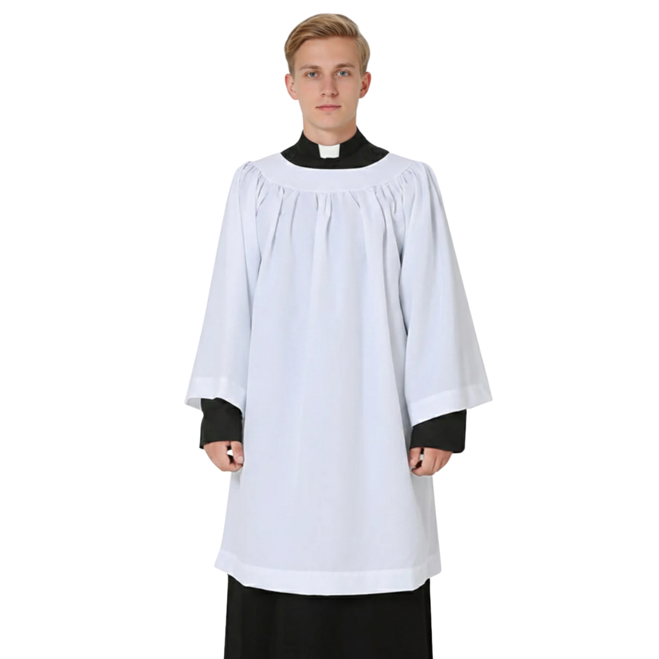 Surplice: Basic white server surplice - Round Neckline (4 Sizes Available)
