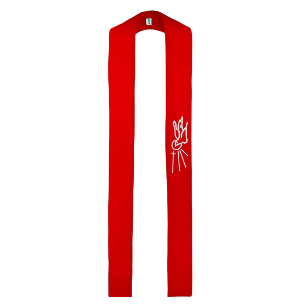 Red Descending Dove Confirmation Stoles – Embroidered Symbol (234cm Lenght)