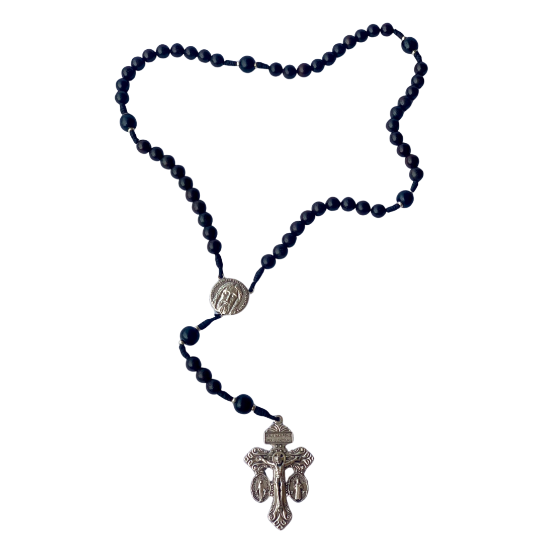 Holy Face Wooden Rosary with Medal – Australian Made - 45cm Length (2 Colours available)