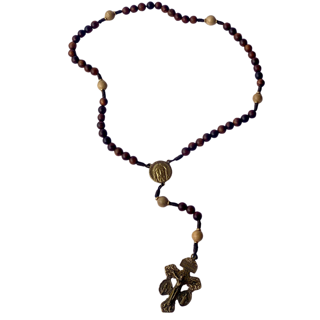 Holy Face Wooden Rosary with Medal – Australian Made - 45cm Length (2 Colours available)
