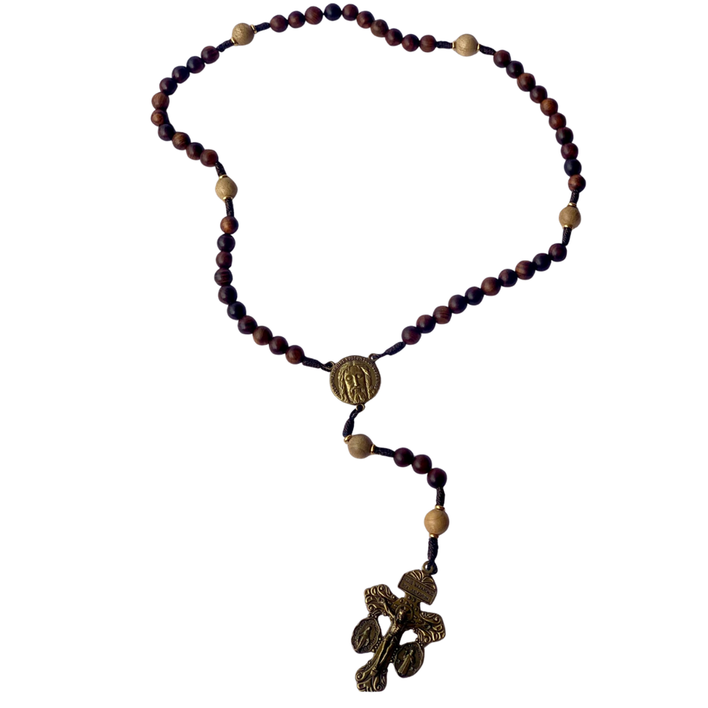 Holy Face Wooden Rosary with Medal – Australian Made - 45cm Length (2 Colours available)