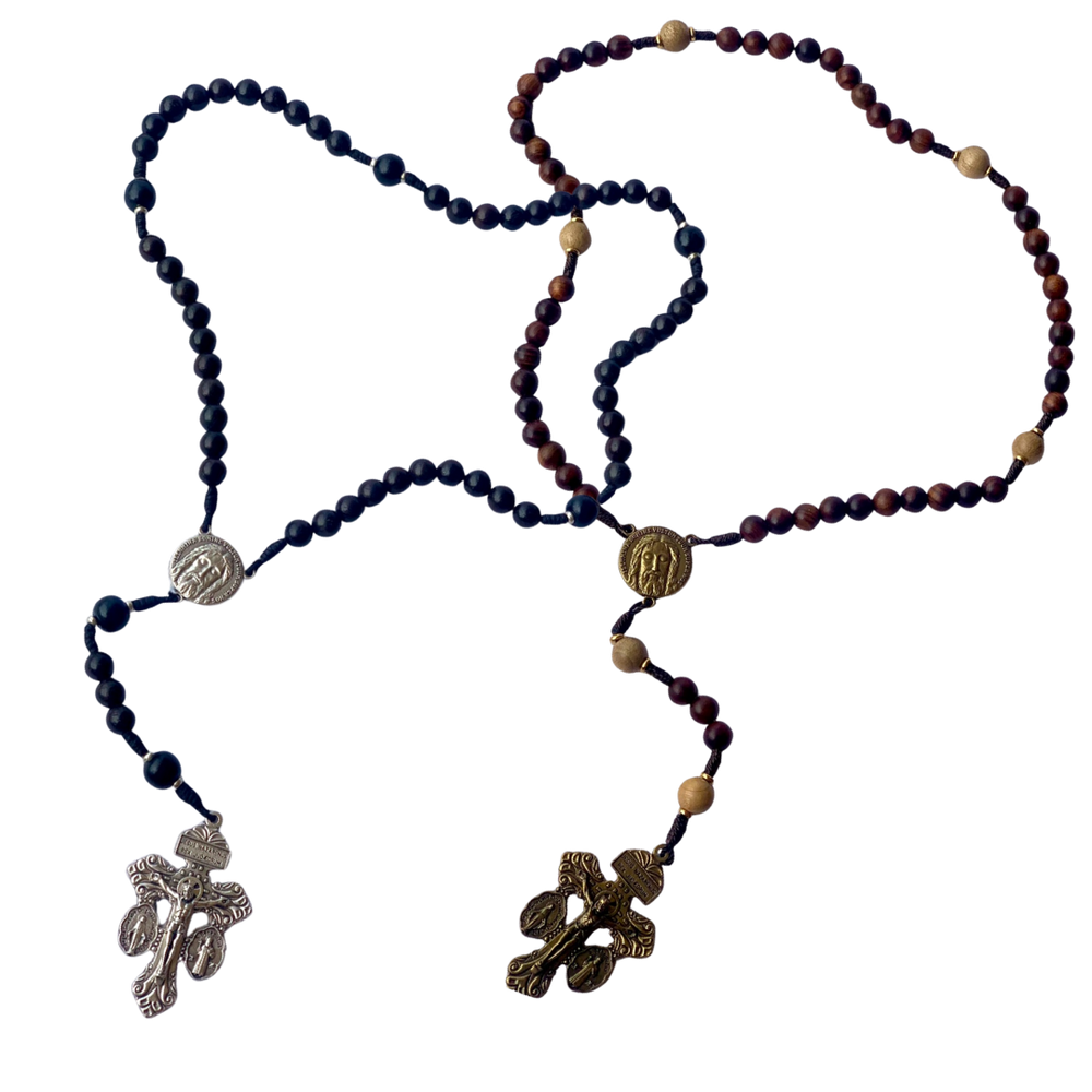 Holy Face Wooden Rosary with Medal – Australian Made - 45cm Length (2 Colours available)