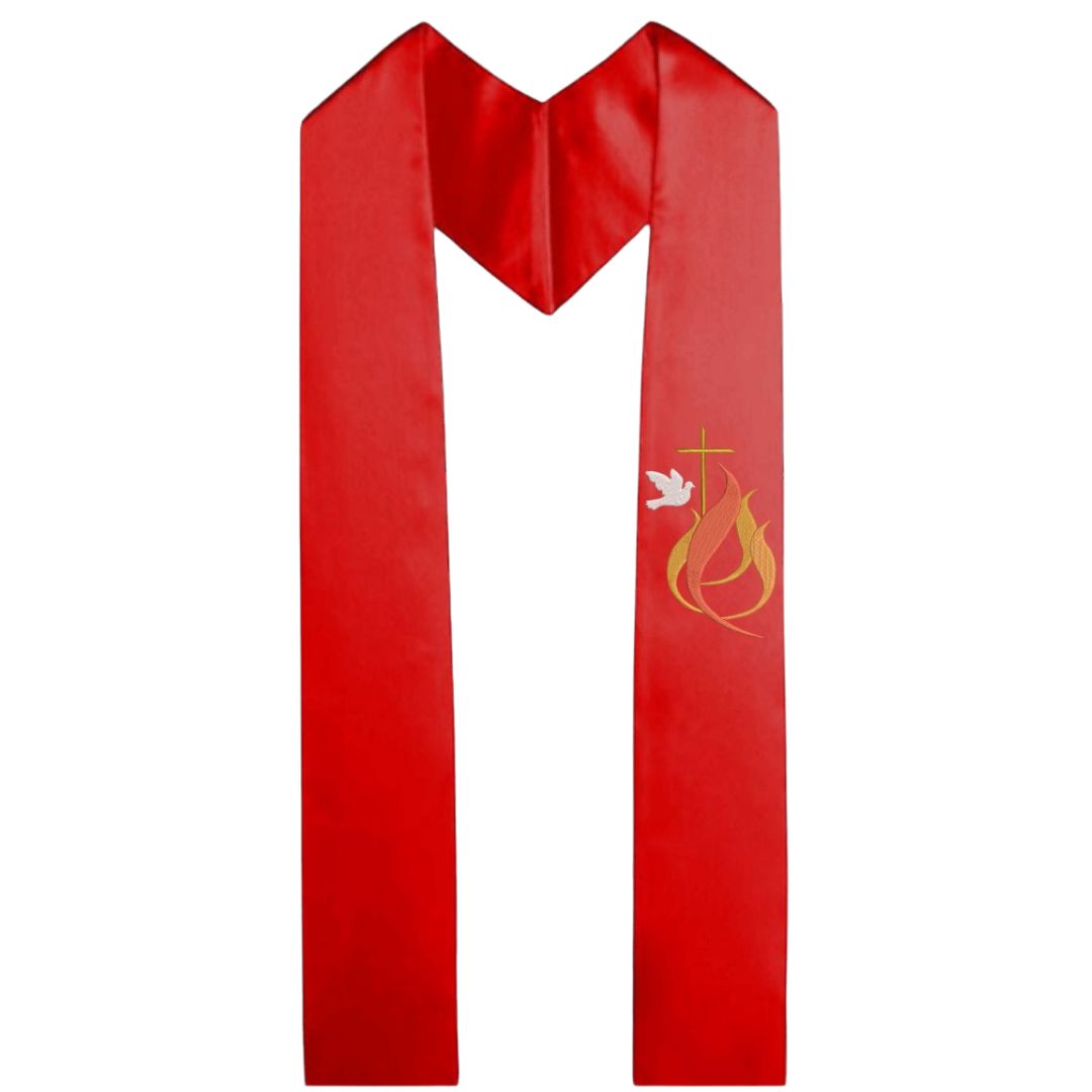 Confirmation Stole for Children – Crucifix with Dove and Flames (106cm Length)