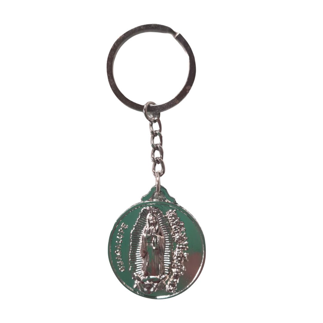 Our Lord and Our Lady of Guadalupe Silver Key Ring - 12cm