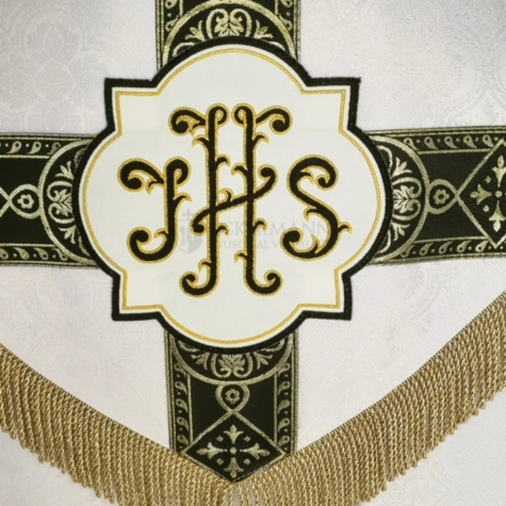 Funeral Vestment Set – Cope, Chasuble & Funeral Pall (Cream with Woven Orphreys)