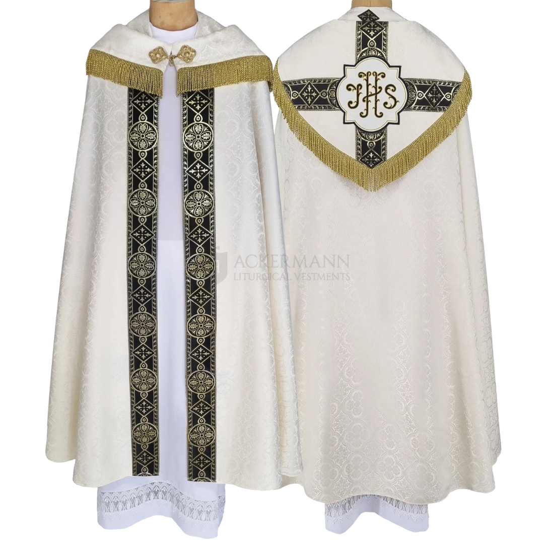 Funeral Vestment Set – Cope, Chasuble & Funeral Pall (Cream with Woven Orphreys)