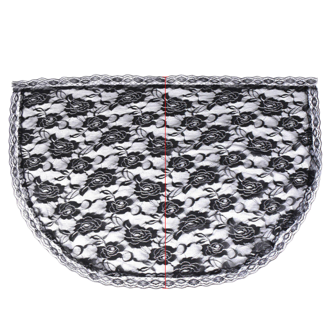 Circular Arc Floral Lace Mantilla Veil - Black or White (85 x 57 cm)
