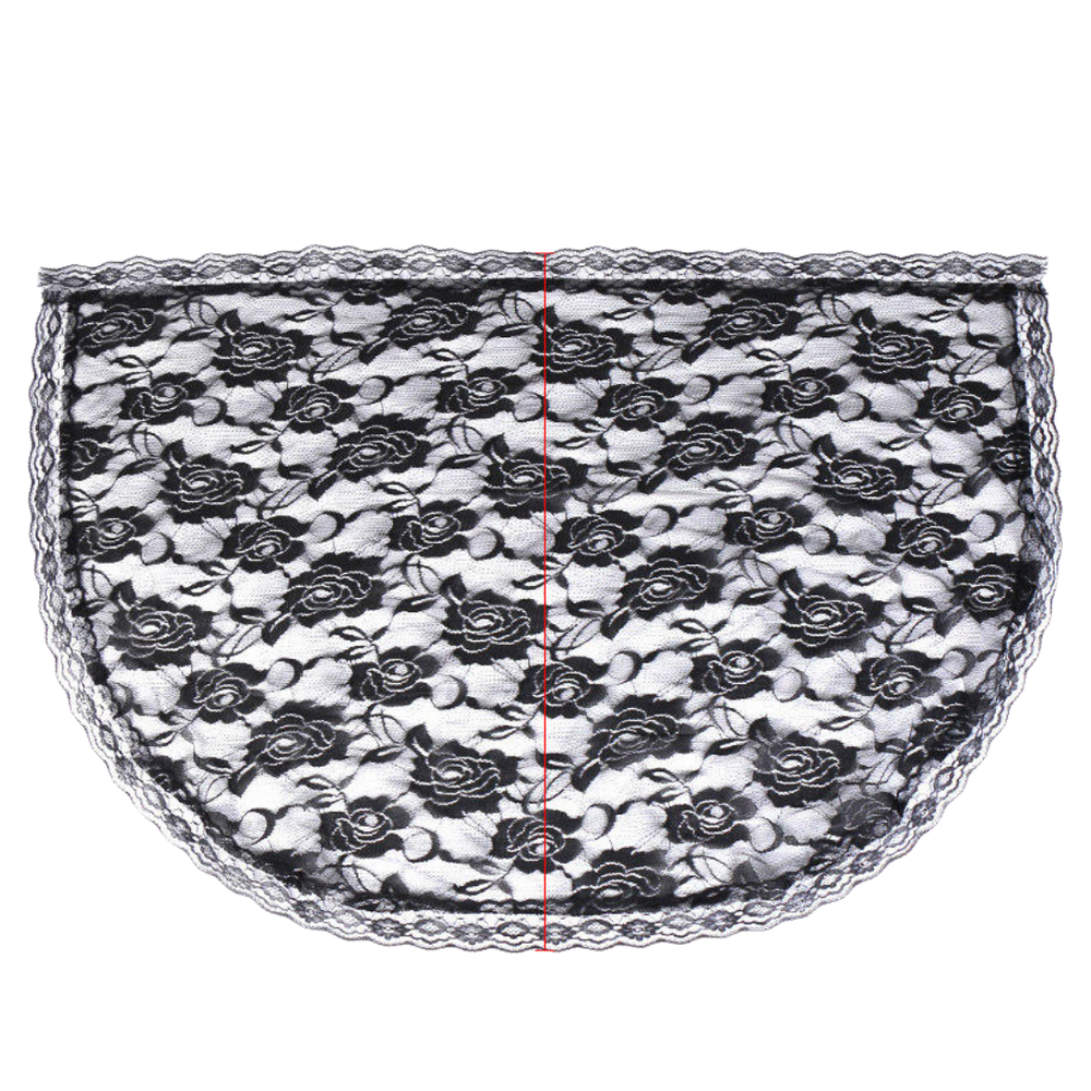 Circular Arc Floral Lace Mantilla Veil - Black or White (85 x 57 cm)