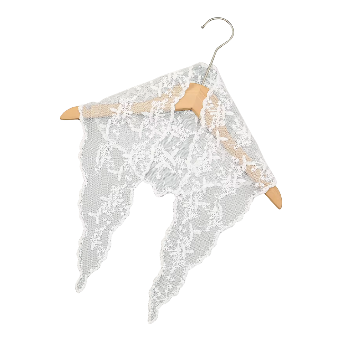 Kid's / Children's Lace Mantilla Veil - Floral White (90 x 25 cm)
