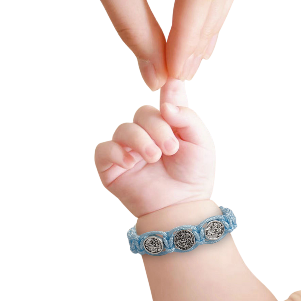 St. Benedict Blue Cord Baby Bracelet - Blue