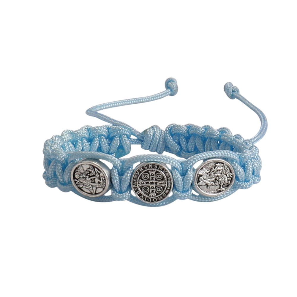 St. Benedict Blue Cord Baby Bracelet - Blue