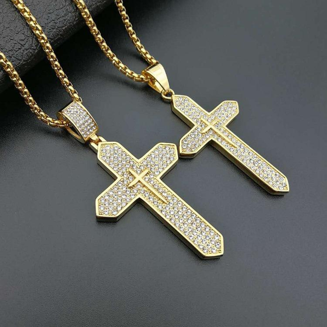 Stainless Steel Crucifix Pendant Necklace – 18K Gold Plated (2 Sizes Available)