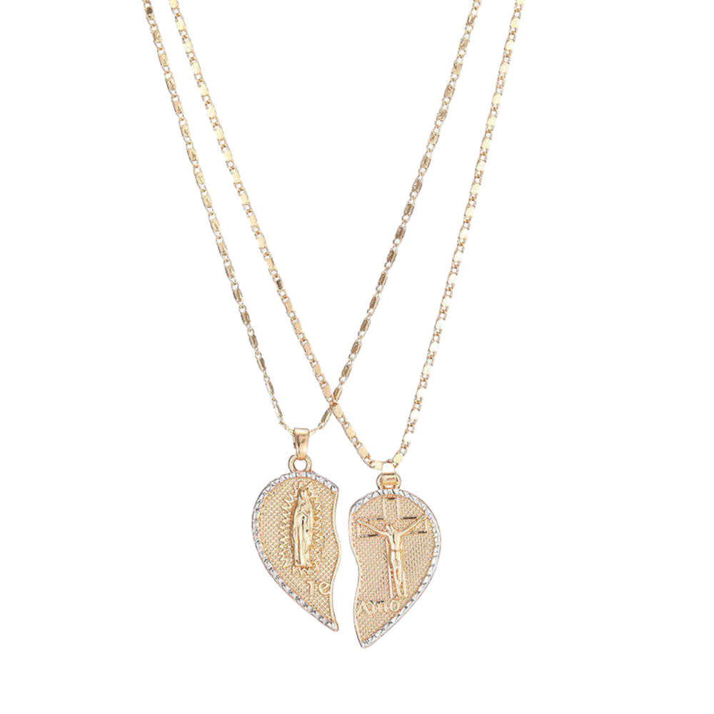 Couple Necklace Set – 18K Gold Plated, Copper (Pair)
